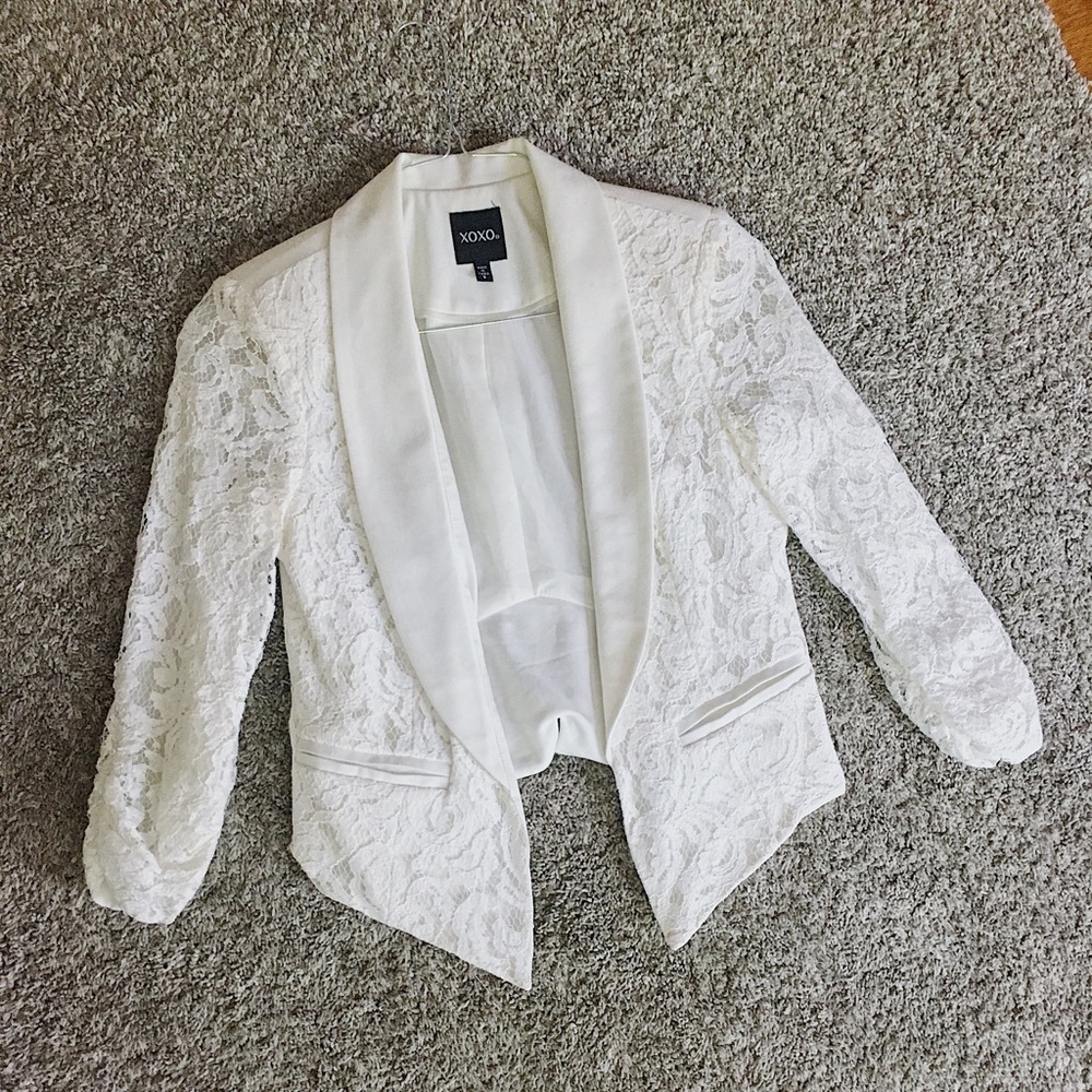 XOXO white (ivory) lace blazer - S